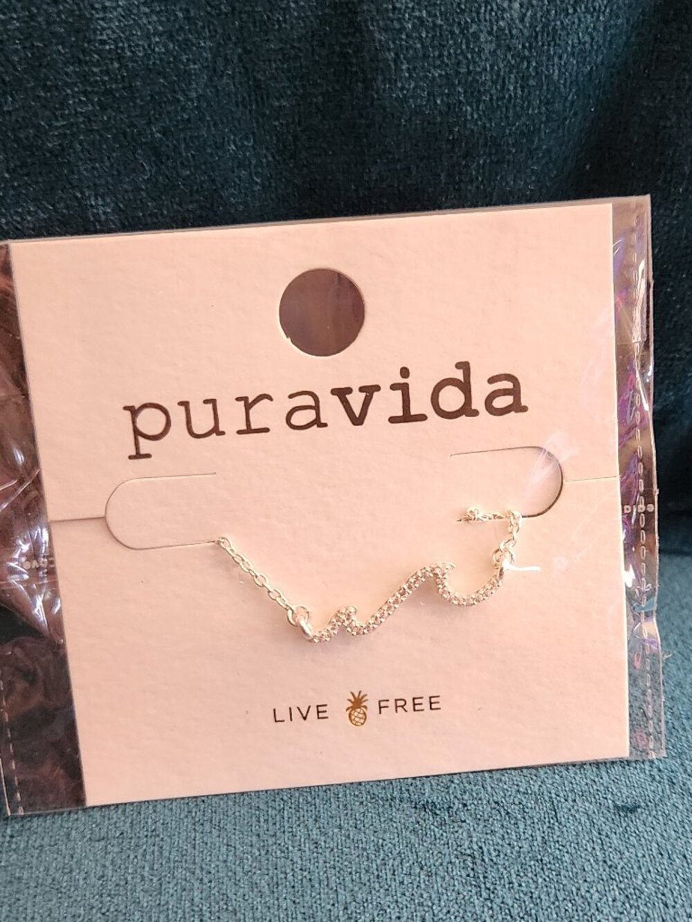 Pura Vida Pavé Wave Sterling Necklace & Multi Gem Choker Pearl Necklace set